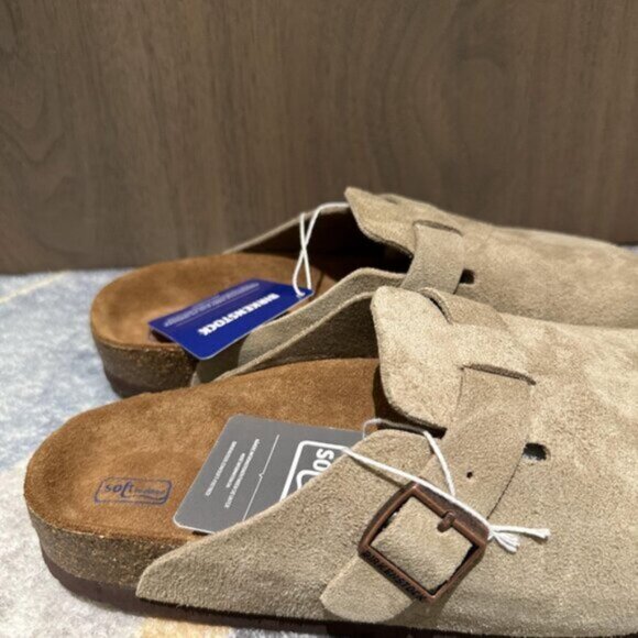 Birkenstock Boston taupe suede mule clogs - Picture 2 of 6